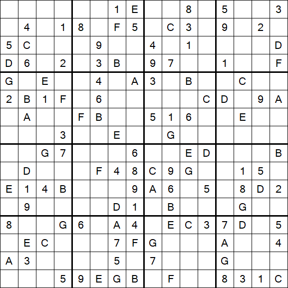 Sudoku 16x16 - Medium