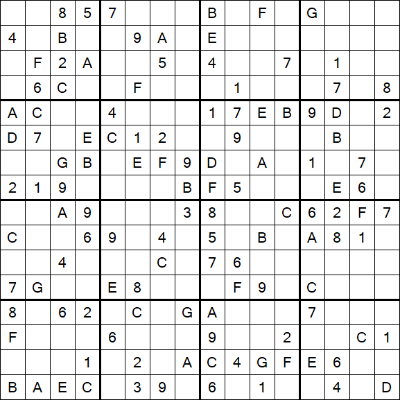 Sudoku 16x16 - Medium