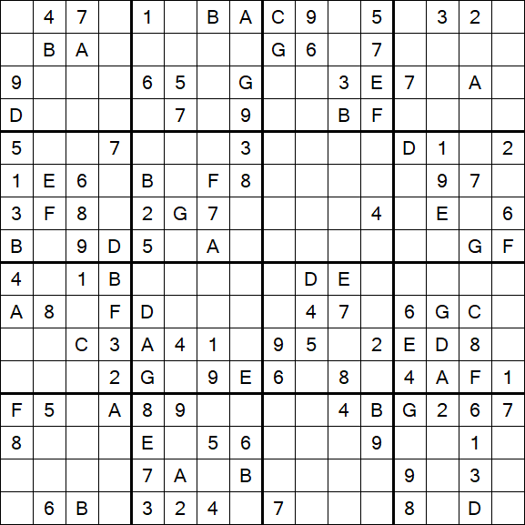 Sudoku 16x16 - Medium