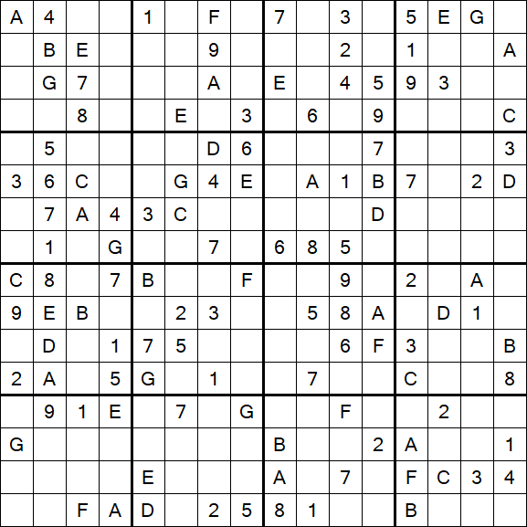 Sudoku 16x16 - Medium
