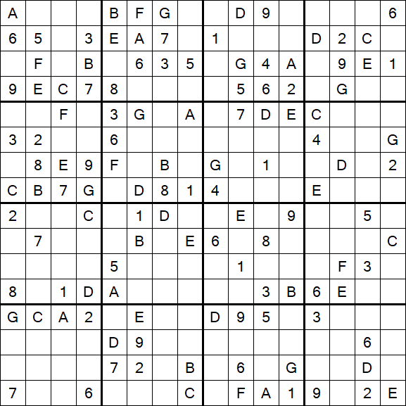 Sudoku 16x16 - Medium
