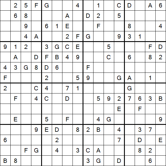Sudoku 16x16 - Medium