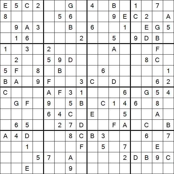 Sudoku 16x16 - Medium