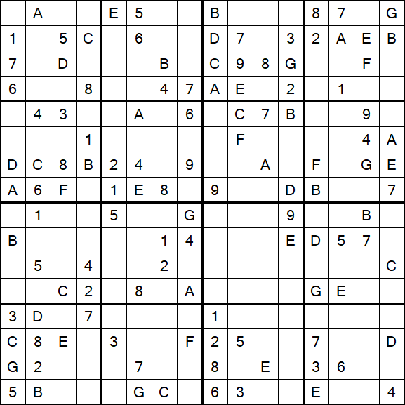 Sudoku 16x16 - Medium