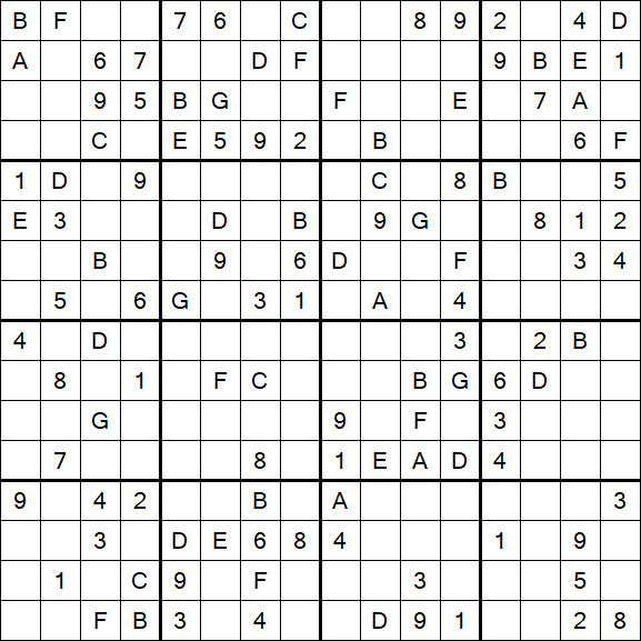 Sudoku 16x16 - Medium