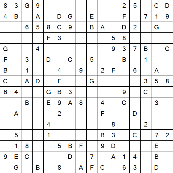 Sudoku 16x16 - Medium