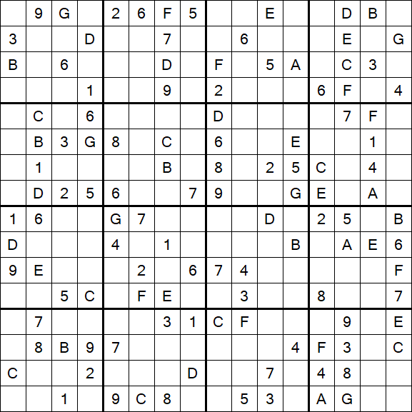 Sudoku 16x16 - Medium