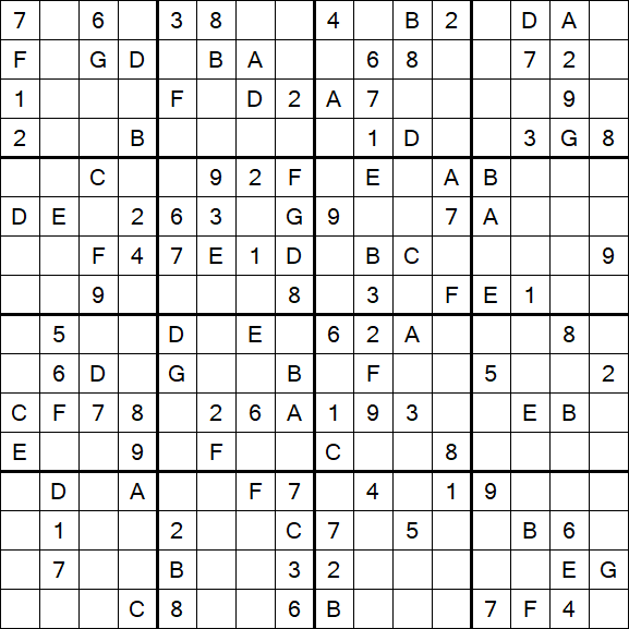 Sudoku 16x16 - Medium