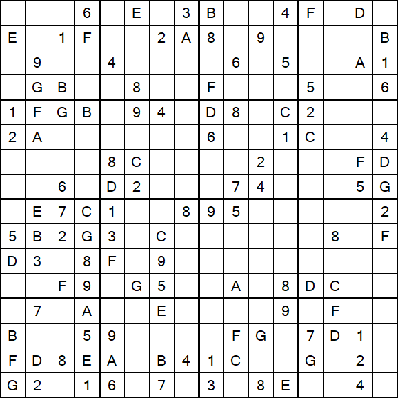 Sudoku 16x16 - Medium