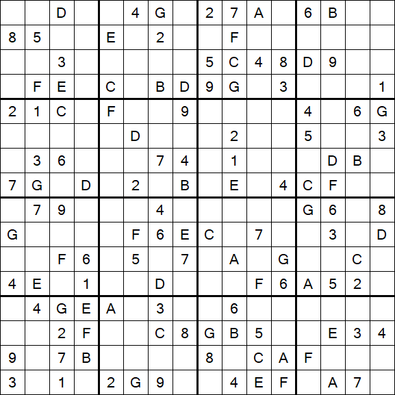 Sudoku 16x16 - Medium