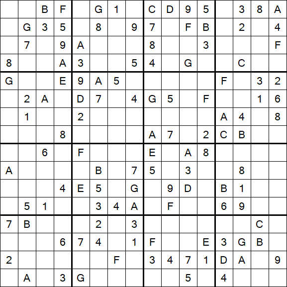 Sudoku 16x16 - Moyen