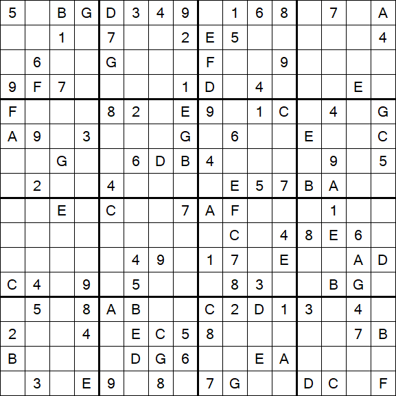 Sudoku 16x16 - Médio