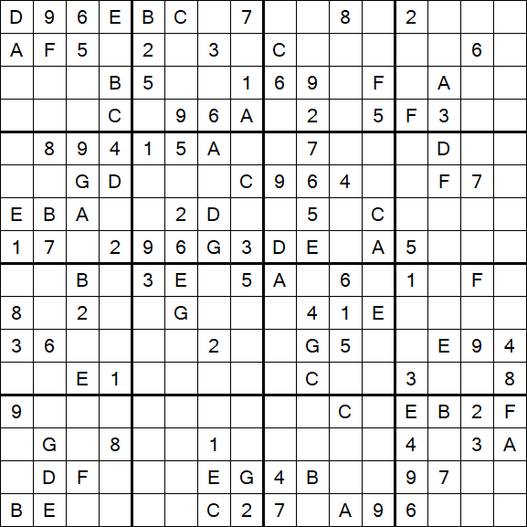 Sudoku 16x16 - Médio