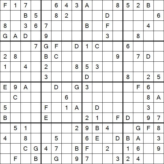Sudoku 16x16 - Medium