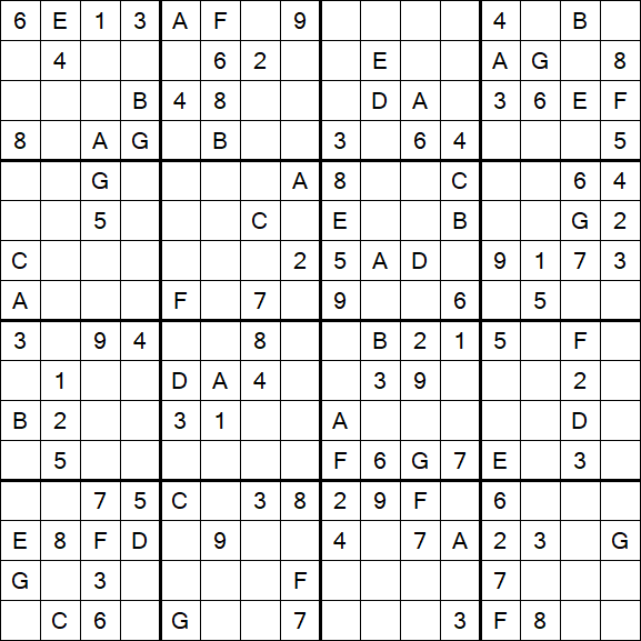 Sudoku 16x16 - Medium