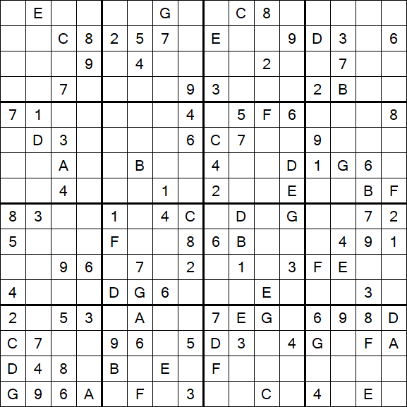 Sudoku 16x16 - Medium