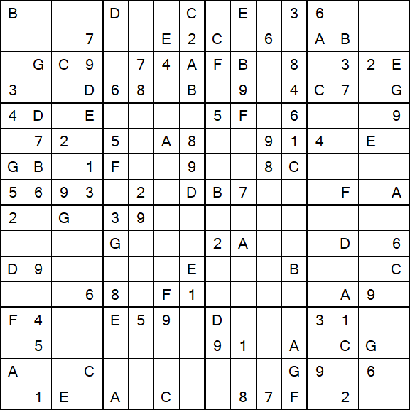 Sudoku 16x16 - Medium