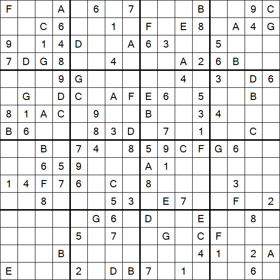 Sudoku 16x16 - Medium
