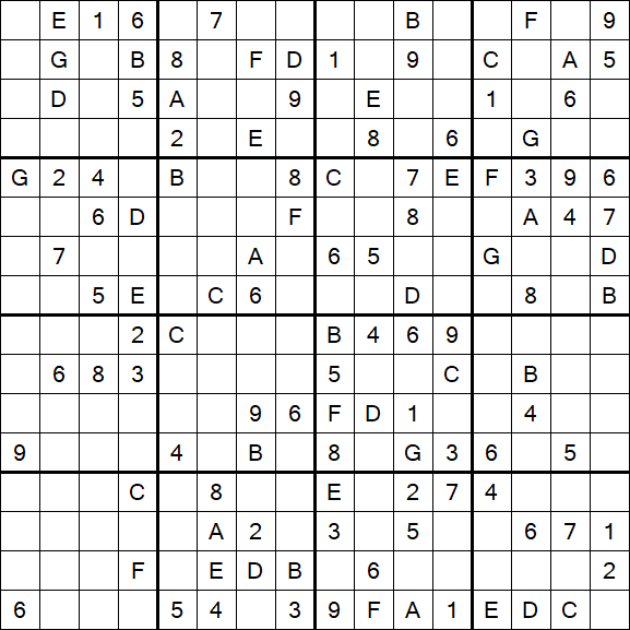Sudoku 16x16 - Medium