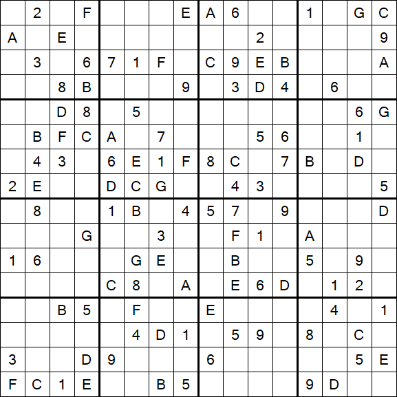 Sudoku 16x16 - Medium