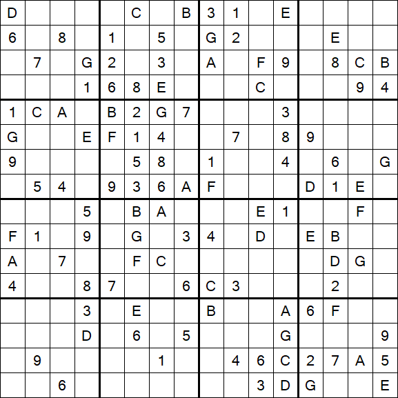 Sudoku 16x16 - Medium
