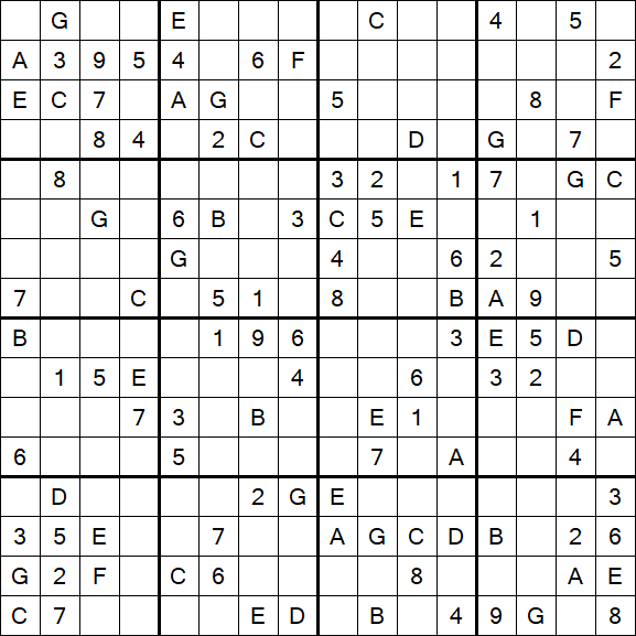 Sudoku 16x16 - Medium