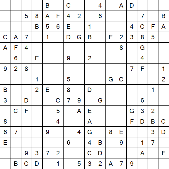 Sudoku 16x16 - Medium