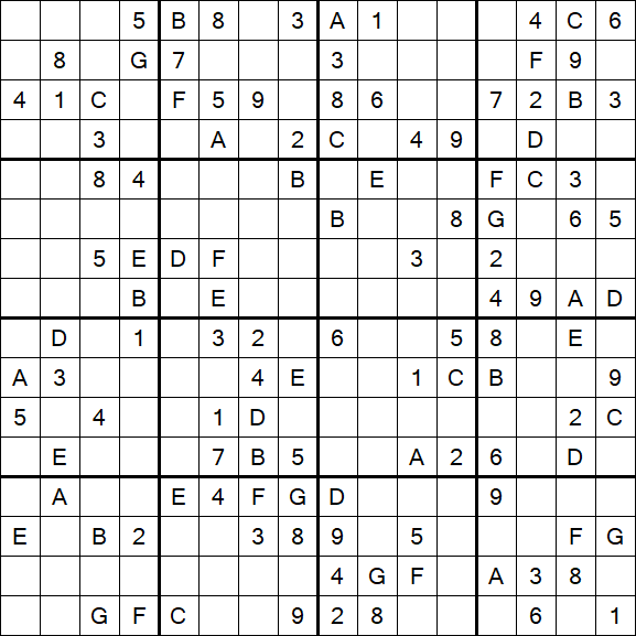 Sudoku 16x16 - Medium