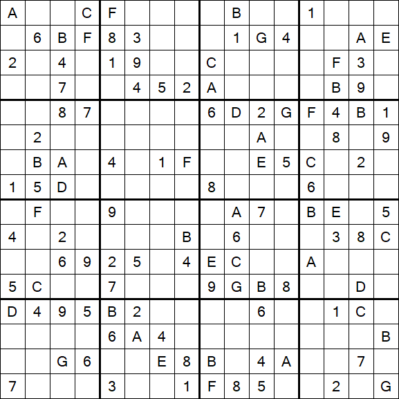 Sudoku 16x16 - Medium