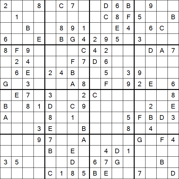 Sudoku 16x16 - Medium