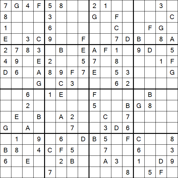 Sudoku 16x16 - Medium