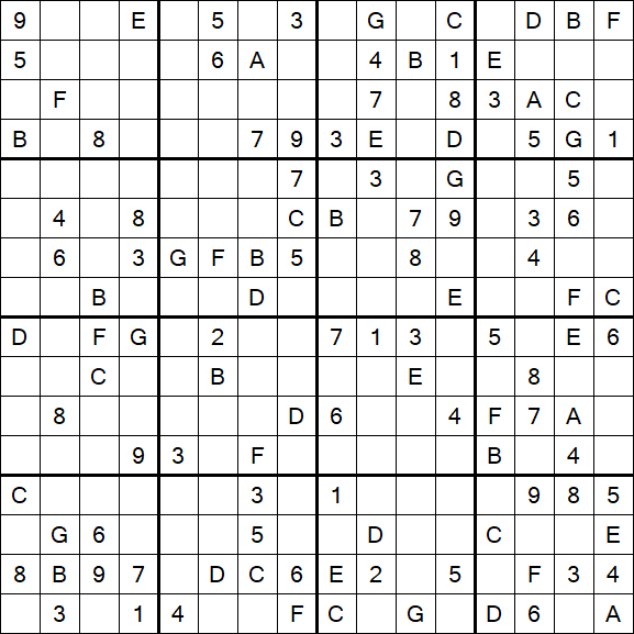 Sudoku 16x16 - Medium