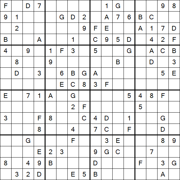 Sudoku 16x16 - Medium