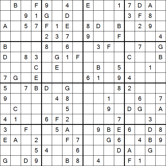 Sudoku 16x16 - Medium