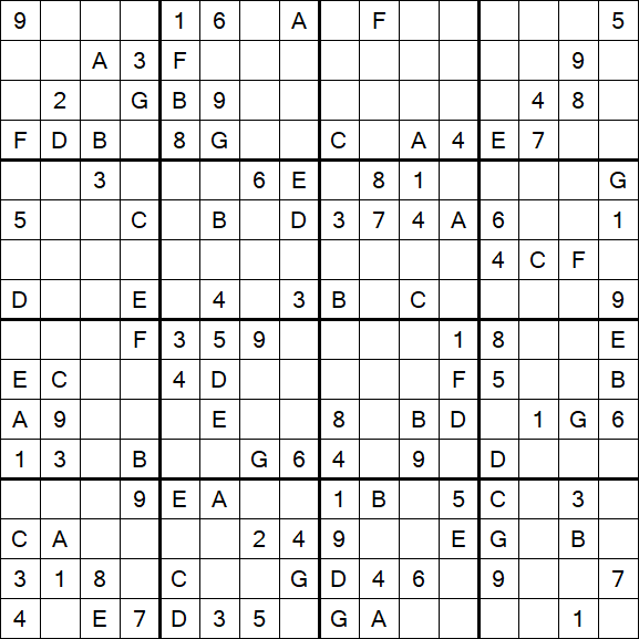 Sudoku 16x16 - Medio