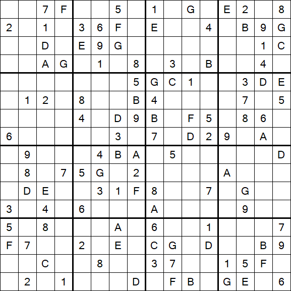 Sudoku 16x16 - Medium