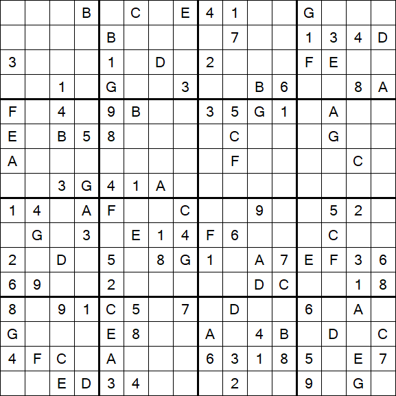Sudoku 16x16 - Medium