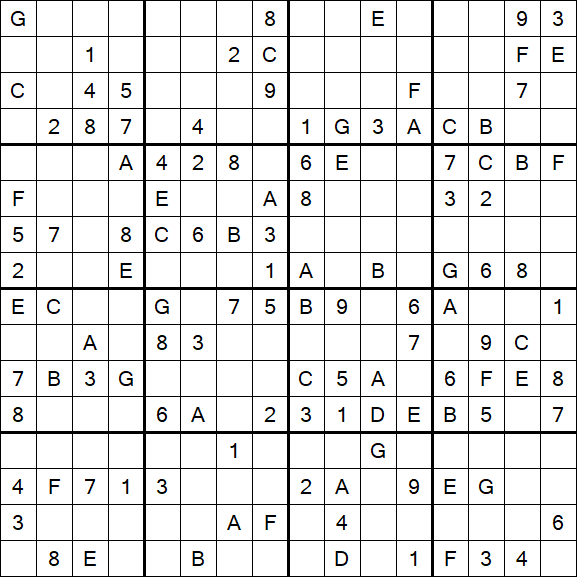 Sudoku 16x16 - Medium