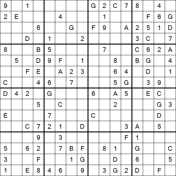 Sudoku 16x16 - Medium