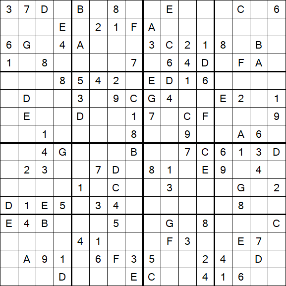 Sudoku 16x16 - Medium
