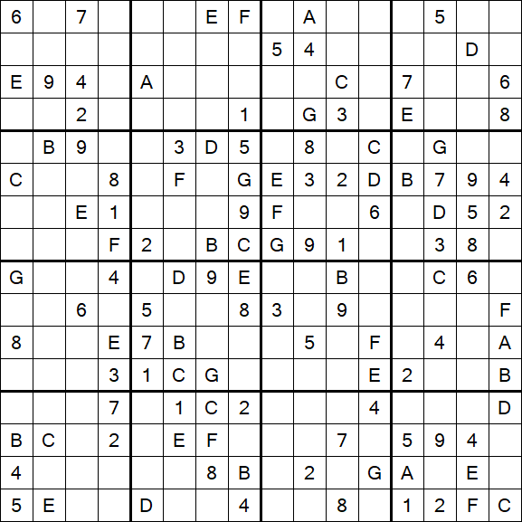 Sudoku 16x16 - Medium