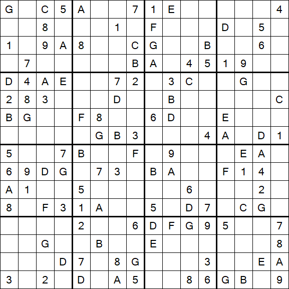 Sudoku 16x16 - Medium