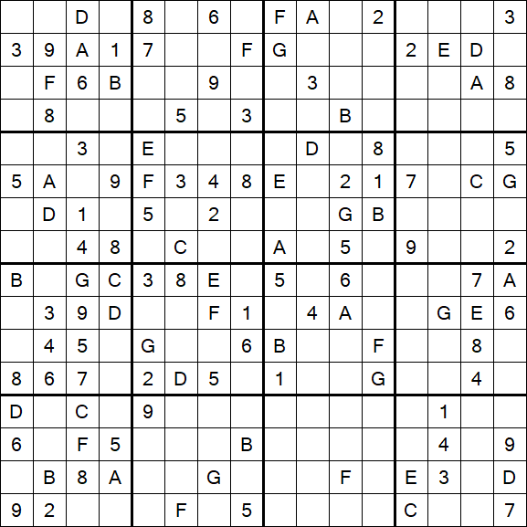Sudoku 16x16 - Medium