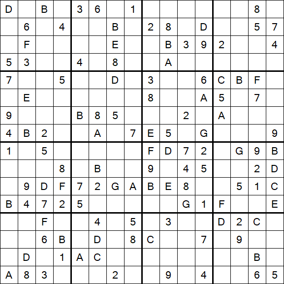 Sudoku 16x16 - Medium