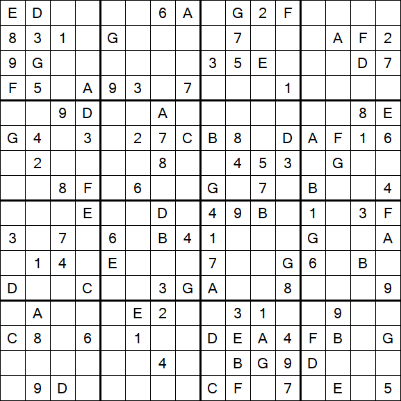 Sudoku 16x16 - Medium
