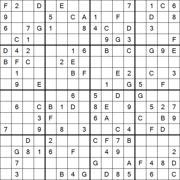 Sudoku 16x16 - Medium