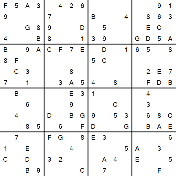 Sudoku 16x16 - Medium