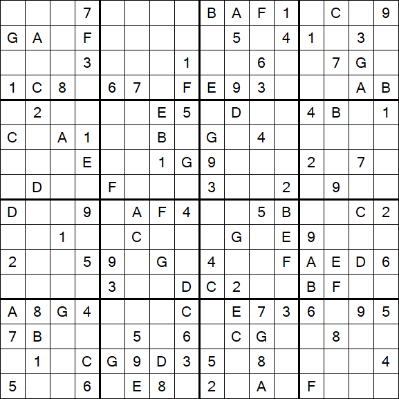 Sudoku 16x16 - Medium