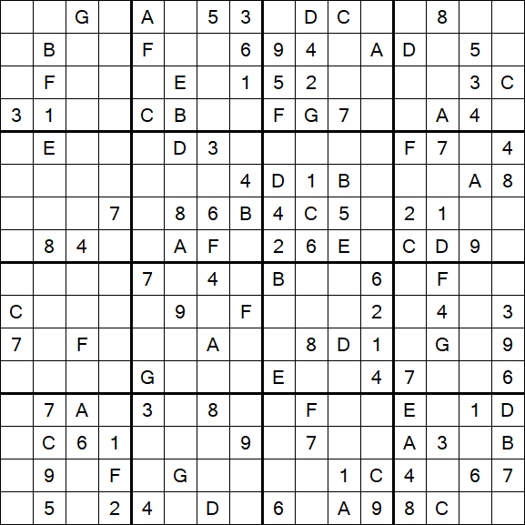 Sudoku 16x16 - Medium