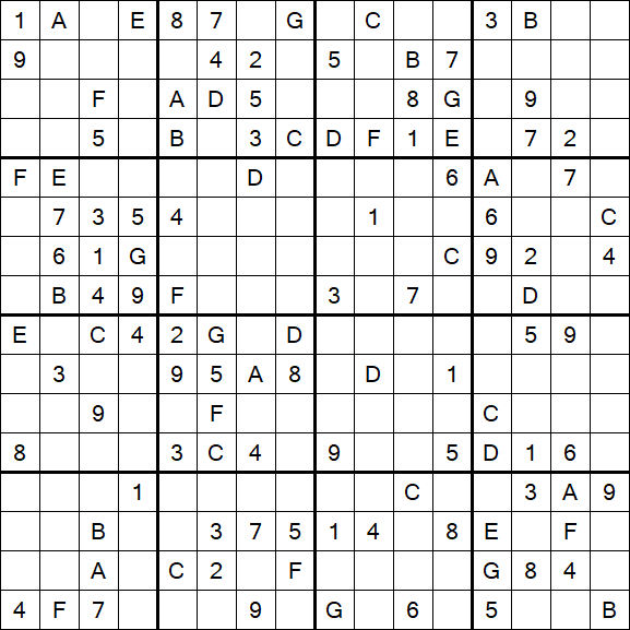 Sudoku 16x16 - Medium